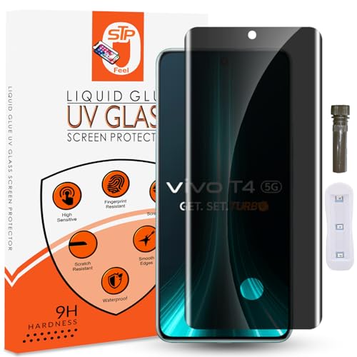 Image of UV Advanced Privacy Tempered Glass Screen Protector Compatible for Vivo T4 5G (6.77 Inch, Pack of 1) Full Edge to Edge Coverage Anti-Spy /Anti-Peeping 9H Hardness
