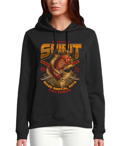 Sweat à capuche Carpe Koï de qualité supérieure avec finitions broderies samouraï