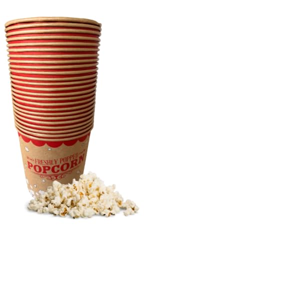 Seau à popcorn rétro en papier kraft de 3,7L pour soirées cinéma à la maison (lot de 6)