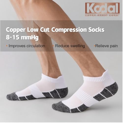Kodal Copper Infused Compression Socks Men Women - Moisture Wicking Odor Free Cushioned Running Socks (6-Pairs)2