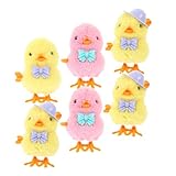 MUSISALY Juguetes de Cuerda para 6 Piezas Pollitos de Peluche Sombrero y Corbata Colores Surtidos Juguetes Novedosos para Bebés y Cumpleaños