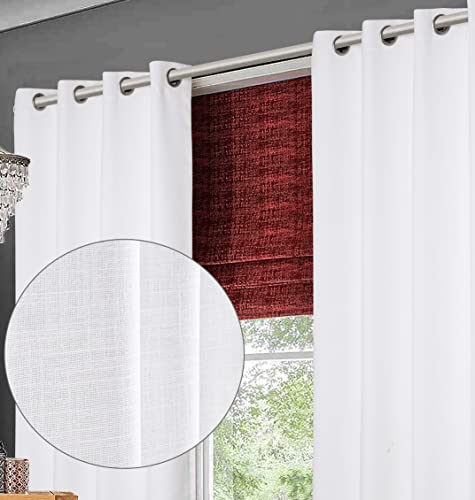 Livingroom Curtains 50X72 Inch White With Grommete,Bathroom Curtains,Bathroom Window Curtains,72 Inch Curtains,Cotton Curtains,White Cotton Curtains,White Panel Curtains In Textured Canvas #TOP2