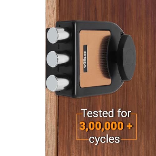 Image of VOLO Heavy Duty Tri-Bolt Rim Lock - Secure Dead Lock with Keys for Main Door, Single & Double Doors, Left & Right-Handed Use - Ideal for Home & Office (Pack of 1) (MT-05 (Rosegold Black))