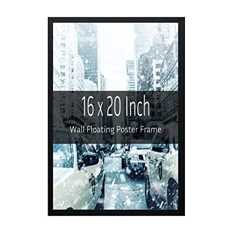 A2Z Home Solutions® Wall Floating Poster Frame 16 x 20 Inch Black Frame Display 40.64 x 50.8 cm Family Photos Prints Pictures Portraits Landscapes With Clear HD Perspex Strong 30x15 MM Moulding Cover