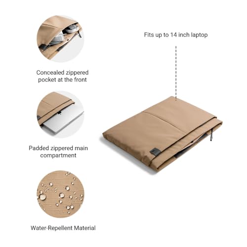 Image of DailyObjects Pivot Laptop Sleeve - Medium for Women and Men I Fits any Laptop Upto 14 Inches I Lightweight wih Laptop Compartment - Sand