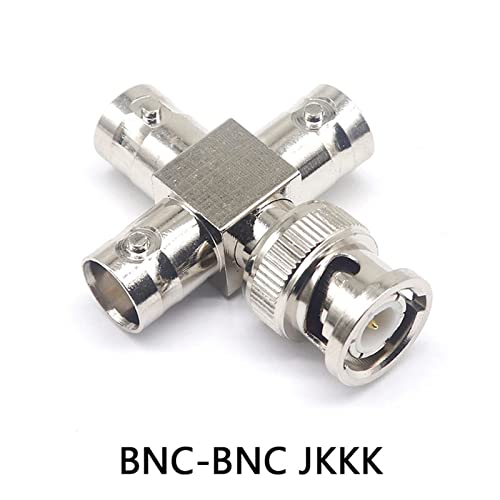 Adaptador BNC de 4 vías con un conector macho y tres hembras para cable coaxial 3