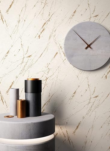 Newroom Vliestapete Beige Marmoroptik Wohnzimmer Glam Luxus Tapete – Ansicht 3