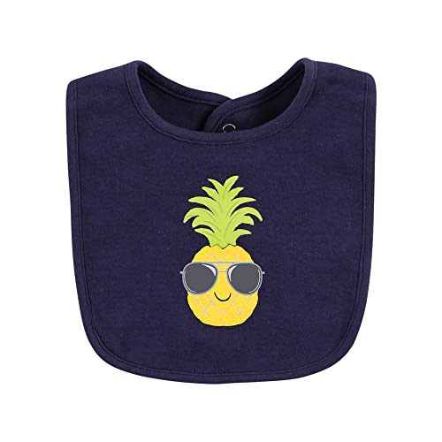Image of Hudson Baby Unisex Baby Cotton Bibs, Boy Pineapple, One Size