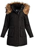 Madden Girl Women's Outerwear Parka Jacket with Removable Hood, Black, Size Medium