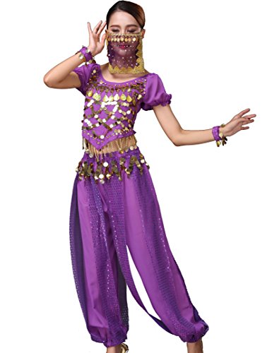 Astage Lady Belly Dancer Costume Halloweem Performance Wear All Sets Purple #TOP2