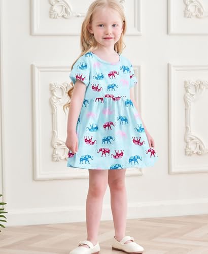 ENJOYNIGHT Toddler Girls Cotton Dresses Kids Casual Shirt Summer Skater Dress2