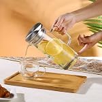 Pitcher en verre résistant à la chaleur avec lis et goutte, Pitchers en verre de thé glacé Pitcheurs de boissons pour réfrigérateur, pitcher d'eau en verre et carafe 1000ml/34oz