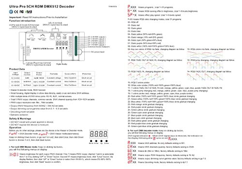 Décodeur DMX 8/16 bits haute résolution variateur LED 5 canaux PWM 5x8A - 6