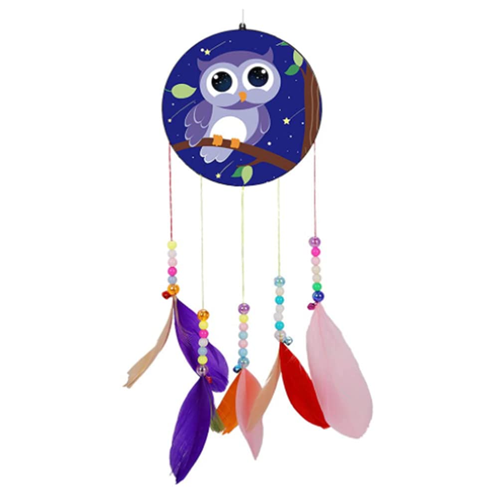 5D Diamond Painting Wind Chime Dream Catcher Kits DIY Outdoor Garden Decor Gifts Handmade Wall Hanging Home Decoration Ornament Christmas Festival Craft Gift (Owl & Star 1) — image 1
