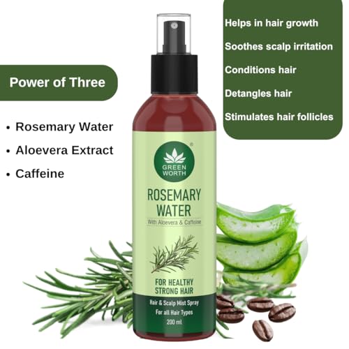 Image of Greenworth Rosemary Water spray for Hair Growth | Goodness of Rosemary Aloe vera & caffiene (200 ml)