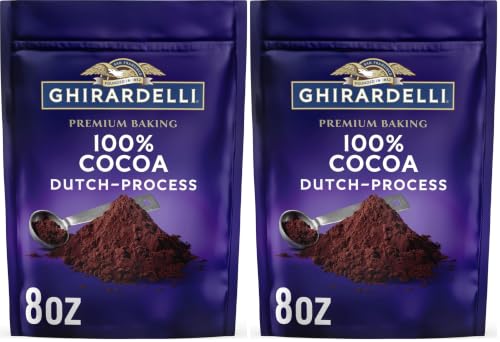 Image of GHIRARDELLI Premium Baking Cocoa 100% Cocoa Dutch Process Unsweetened Cocoa Powder - Gourmet Baking Cocoa for Brownies, Cakes, Cookies & Smoothies, 8 oz Bag (Pack of 2)