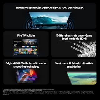 XIAOMI TV F Pro 55, 55 Inch (140 cm), 4K UHD QLED, Smart TV, Fire TV, HDR10+, 60Hz with 120Hz Game Boost Mode, MEMC, Alexa Voice Control, 2GB+32GB, Works with Apple AirPlay