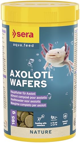 sera Axolotl Wafers 250 ml (105 g)| Hochwertiges Axolotl Futter | Premium sinkende Chips mit Prebiotika | Proteinreiches Futter für gesunde und artgerechte Ernährung