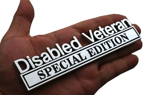 Image of 2pcs Disabled Veteran Special Edition Emblem Car Decal, Warrior Soldier 3D Sticker, Disabled Veteran Special Edition Letters Car Badges, Accessories (Chrome Black)