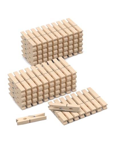 100 Pack Wooden Clothespins 2.9 Inch, Heavy-Duty Wood Rust-Resistant...