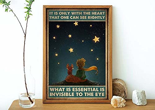 What is Essential is Invisible to The Eye Poster Star Boy Character Car Metal Sign 12"x8"