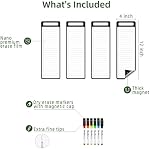 Magnetic Dry Erase List Board - 4"x12" (10.16x30.48cm) Multifunctional List Board for Fridge - 6 Extra Fine Point Markers Included - Shipped Flat