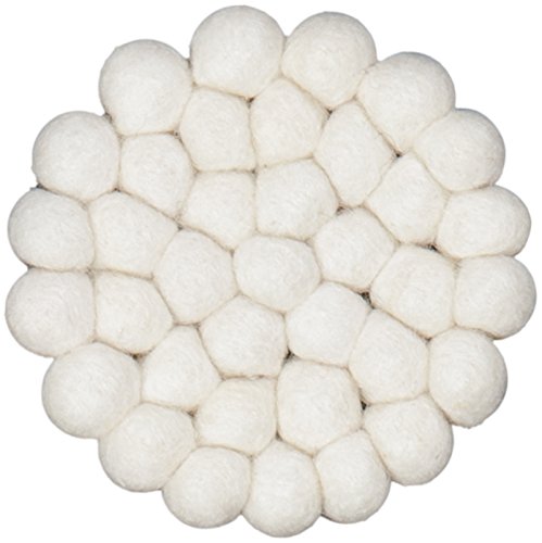 myfelt Linéa Filzkugel Untersetzer, Glasuntersetzer, Schurwolle, weiß, Ø 9 cm Cover