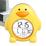 Huehkir Orologi per Camerette per Bambini,Sveglia per Bambini - Orologio da tavolo a forma di cartone animato a forma di,Sveglia digitale silenziosa, orologio per bambini OK per svegliarsi con