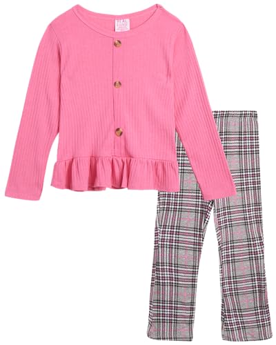 Image of Real Love Girls' Leggings Set - 2 Piece Long Sleeve T-Shirt and Kick Flare Yoga Pants - Matching Outfit Set for Girls (4-12)