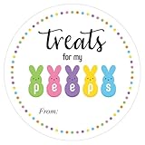 Anwyll Easter Gift Stickers - Happy Easter from Name Stickers 60Pcs 2Inch Easters Bunny Peeps Sticker Self Adhesive Treats for My Peeps Easters Rabbit Sticker for Basket Envelope Seal Card Party Decor