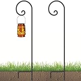 Set of 2 Shepherd Hook 65 in Tall 1/2in Thick Hummingbird Bird Feeder Pole Garden Hanging Plants Basket Hanger Pathway Light Solar Lantern Mason Jar Wind Chimes Wedding Metal Rust Resistant Heavy Duty