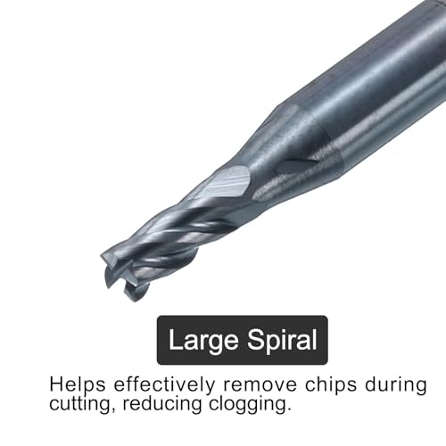 Image of uxcell 5pcs Carbide Square End Mills, 5 /64 inch Dia AlTiN BN Coated 4 Flutes Milling Bit Cutter, for Hardened Steel Cast Iron Alloy Metal, 1 /8 inch Shank 3 /16 inch Cut Length 1-1 /2 inch Long HRC50