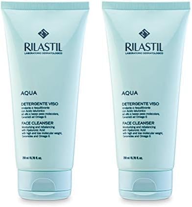 Rilastil Aqua - Limpiador Facial Suave y Cremoso con Acción Hidratante, Reequilibrante y Emoliente para Todo Tipo de Pieles - 200 ml (Paquete de 2)