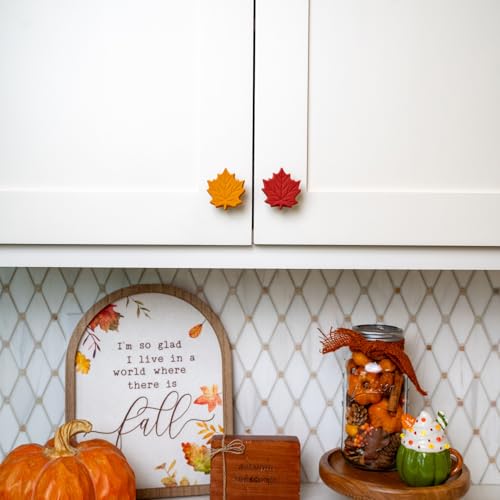 Knobēz: Decorative Knob Covers - Fall Leaf - 12pk - Stretch Over Hardware Decorations, Cozy Seasonal Autumn Colors, Kitchen-Bathroom-Dressers-Home