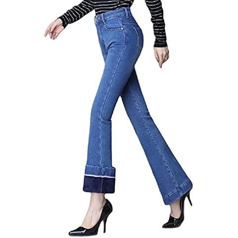 Lazutom Women's Fleece Lined Flare Jeans Cover