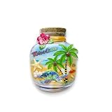 LUYMFSY Turks & Caicos 3D Fridge Magnet, Resin, Bottle Shape, Tropical Beach Souvenir, Sea Turtle and Palm Tree, 3.15 x 2.36 Inch