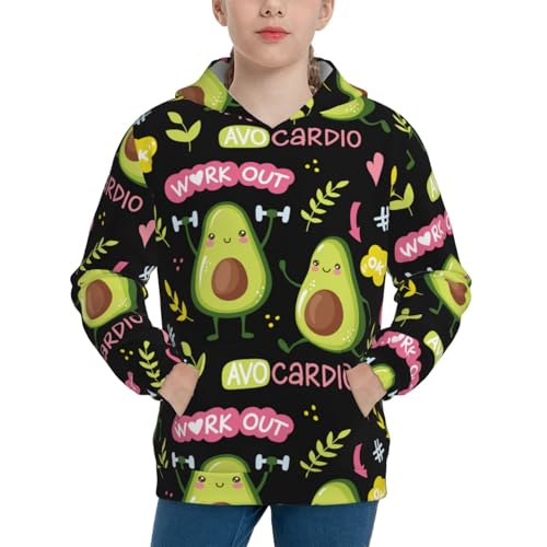 Avocado Work Out Kid Hoodies Boys Sweatshirts Girls Pullover with Pocket