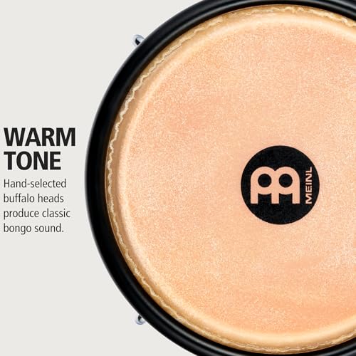 Image of Bongo Drum Set with Durable Synthetic All-weather Shells, Journey Series - NOT MADE IN CHINA - Natural Buffalo Skin Heads, 2-YEAR WARRANTY