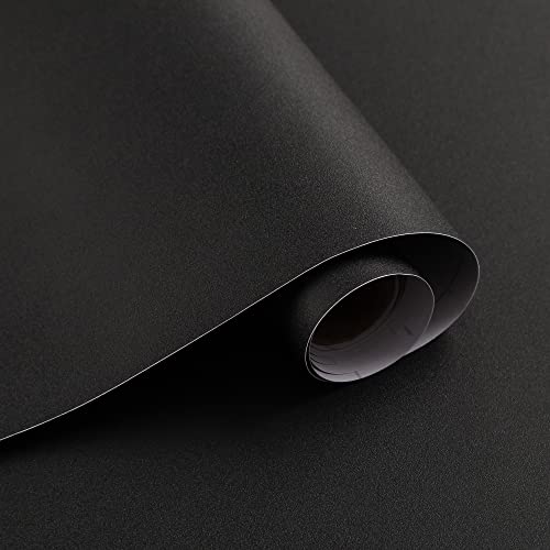 Micpolo 15.7"X197"Black Wallpaper Matte Black Contact Paper Self Adhesive Peel And Stick Wallpaper Removable Vinyl Film Decorative For Desk Wallcovering Furniture Countertop Cabinet #TOP8