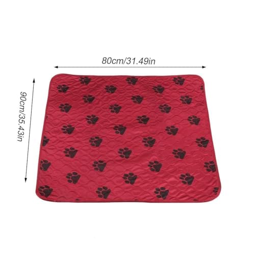 Image of Reusable Dog Pee Pads, Reusable Puppy Pads Washable Pee Pads for Dogs Waterproof Training Pads for Dogs, Dog Pee Pad Urine Mat for Pet Dogs Cats(80*90cm-Red)