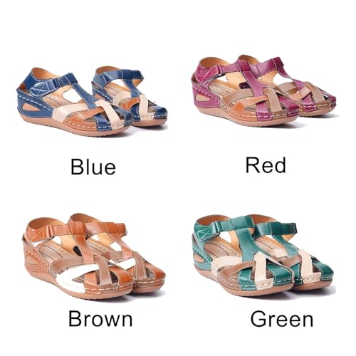 Dressy Wedge Sandals for Women,Comfort Retro Closed Toe Platform Wedge Sandals,Orthopedic Sandals Outdoor Cutout Walking Sandals3