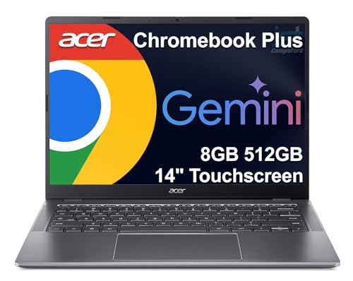 Acer Chromebook Plus 514 Laptop (14" FHD+ Touchscreen, Intel 8-Core i3-N355, 8GB RAM, 512GB SSD) Education, K12, Students & Business, 1080p Webcam, Backlit KB, Lightweight, Google AI, Chrome OS
