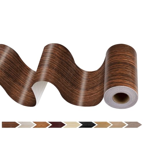 Image of JUNART Wood Grain Repair Tape(10cmx1000cm), Self-Adhesive Waterproof Realistic Textured Repair Duct Tape for Tables, Baseboards, Doors, Windows, and Floors with Plastic Scraper(Walnut Wood)