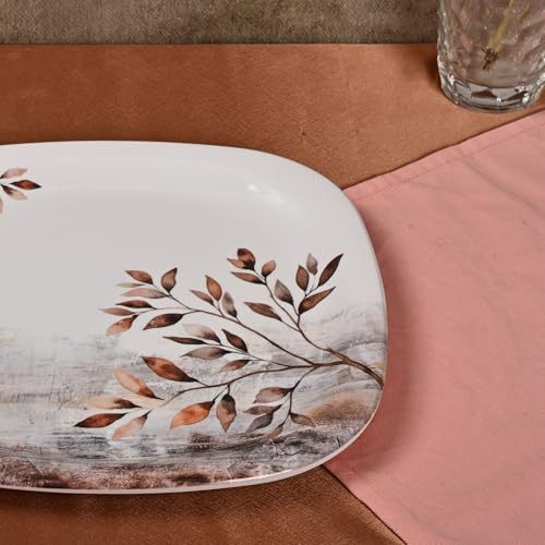 Image of Golden Fish 10 Pcs Dining Set with Serving Bowl & Spoon | 4 Full Plates, 4 Veg Bowls, 1 Donga & 1 Serving Spoon | Clean Table Setup Dinnerware for Home Use, Daily Meals & Gifting