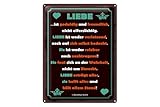 Femer Blechschild Spruch 30x40 cm Liebe ist geduldig und freundlich Deko Schild