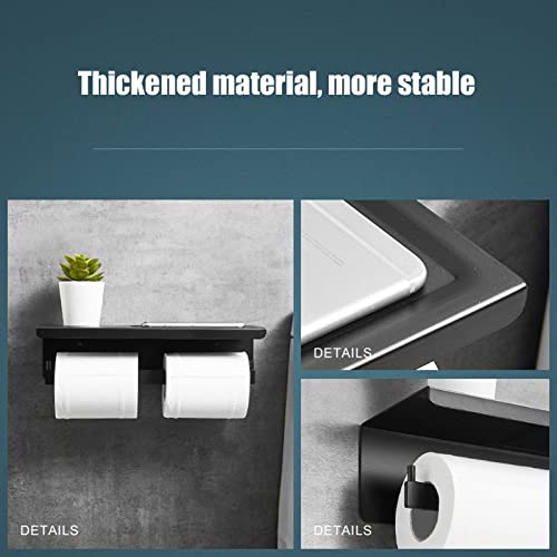 Soporte de papel higiénico Chrees negro con estante impermeable de pared 5