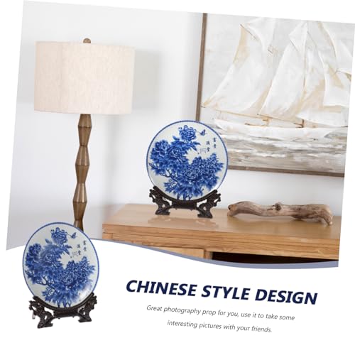 Plato Decorativo de Cerámica Oriental UKCOCO con Soporte Elegante 8