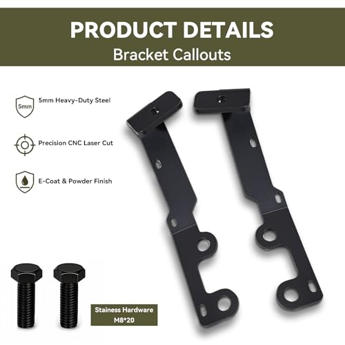 Image of Ditch Light Brackets for 2024-2026 Toyota Tacoma, 2022+ Tundra & 2025+ 4Runner, No-Drill Hood Mount Pod Light Brackets with Black-Out Hardware