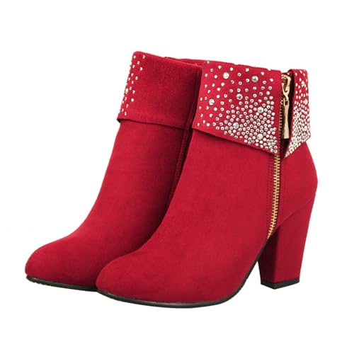 Bottines rouges à talons hauts Healeved en cuir PU et caoutchouc pour femme