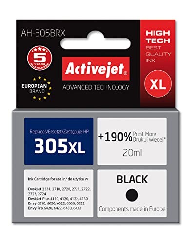 activejet AH-305BRX Encre pour imprimante HP HP 305XL 3YM62AE Noir 20 ML